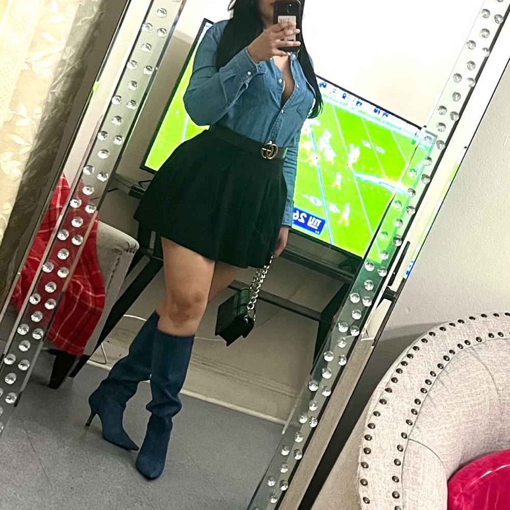 Zara Blue Heeled Boots
